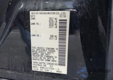 2016 Nissan Altima 2.5/2.5 S/2.5 Sl/2.5 Sr/2.5 Sv z USA, uszkodzony, nr VIN 1N4AL3AP7GC180830